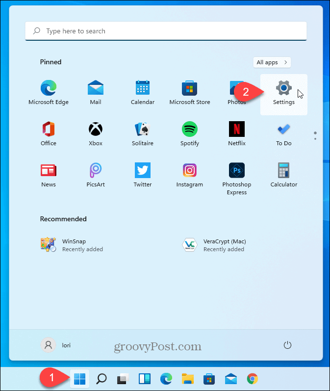 Abra la configuración de Windows 11