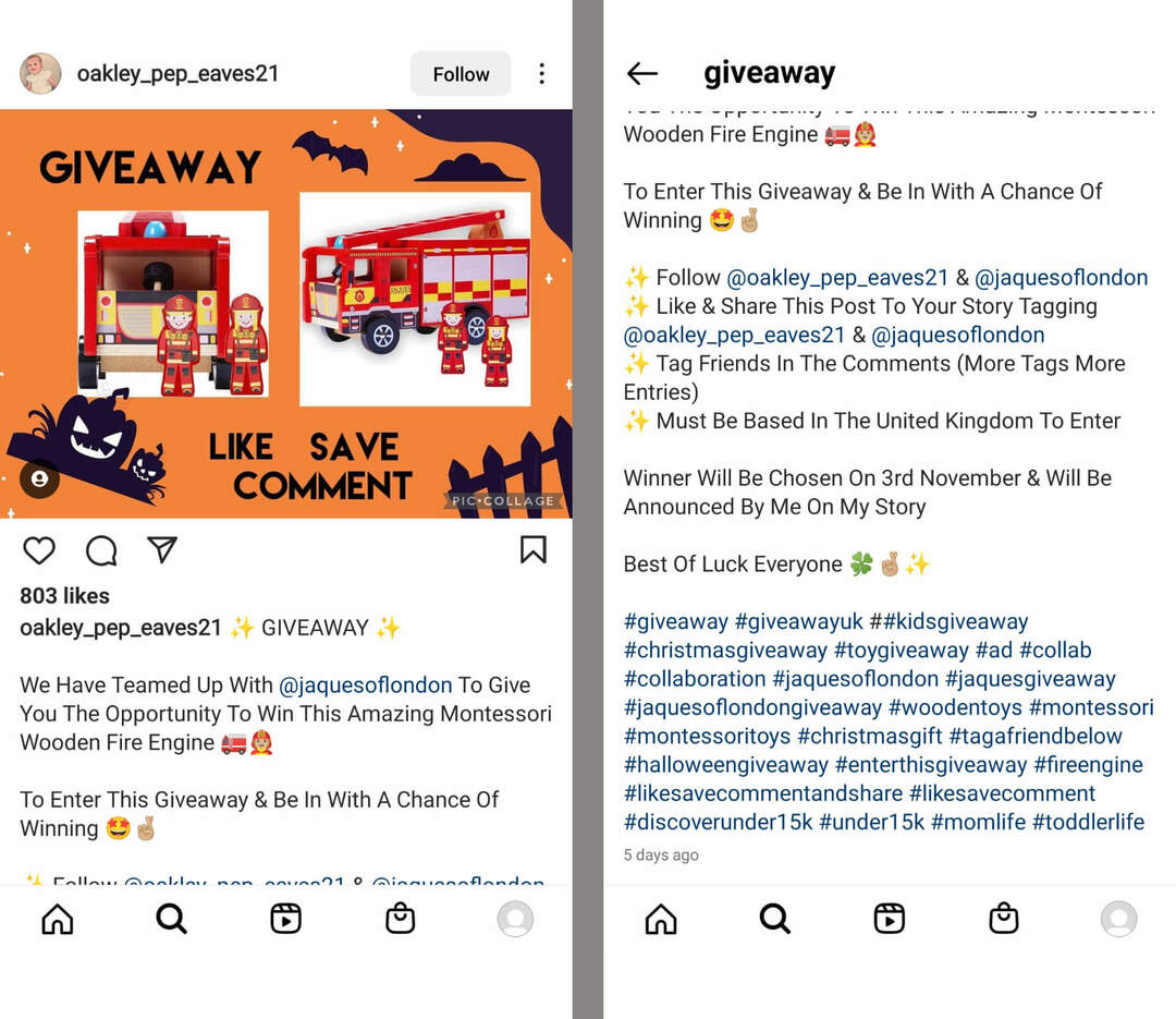 Instagram-tácticas-para-dejar-de-usar-ahora mismo-regalos-no-aprobados-spam-algorithm-example-4