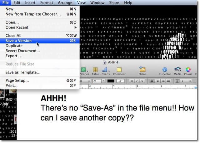 Mac OS X Lion: Guardar como con versiones