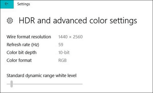 Configuraciones de color HDR