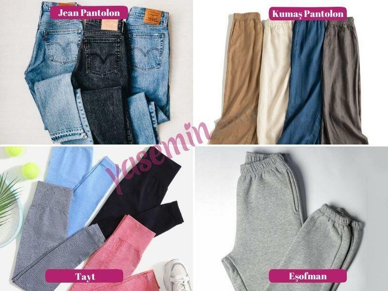 Selección de pantalones de armario cápsula