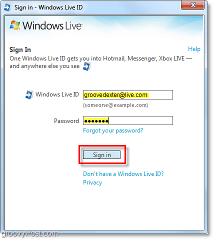 inicie sesión en Windows Live automáticamente con una cuenta de Windows 7