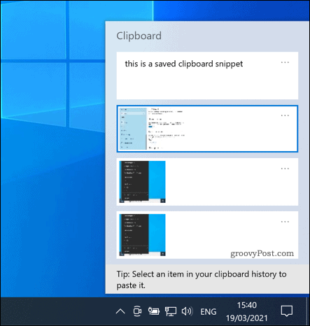 El panel del portapapeles de Windows 10