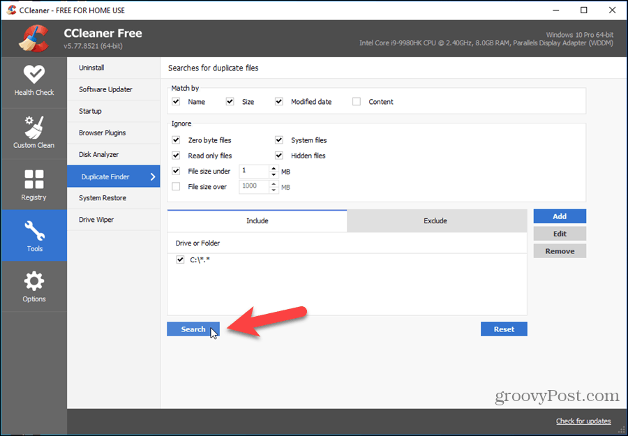 Buscador de duplicados en CCleaner