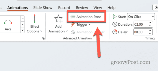 panel de animación de powerpoint